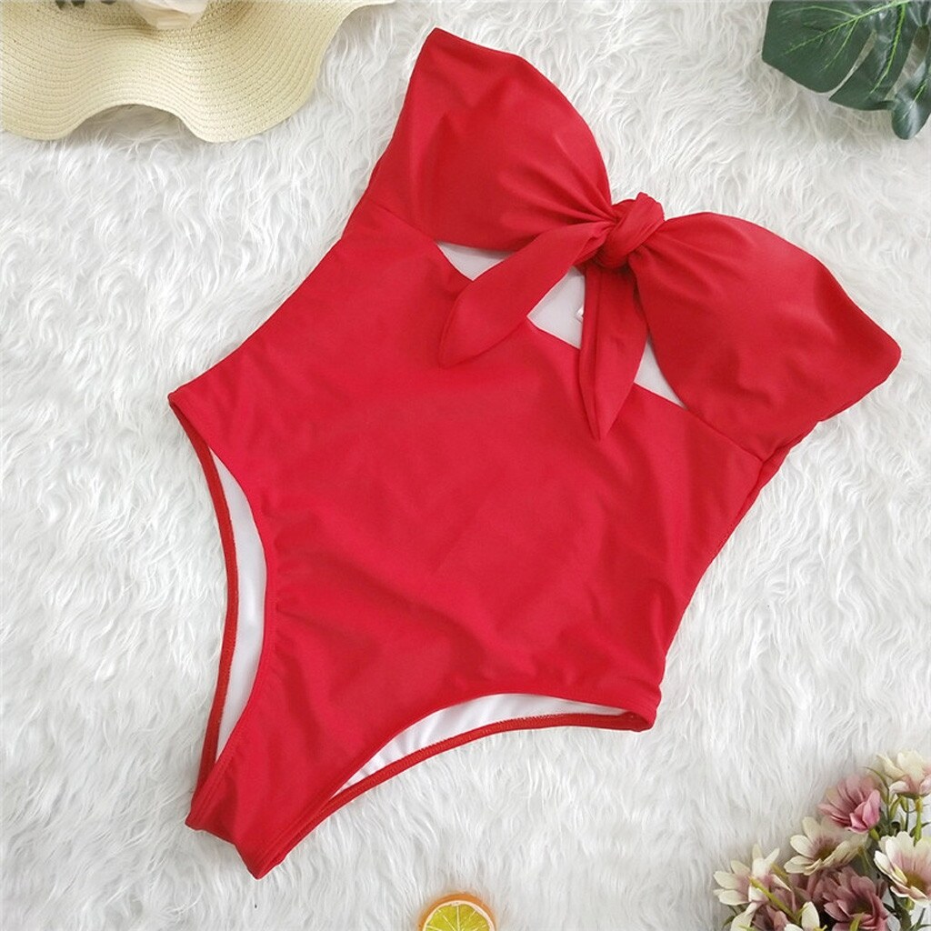 Phổ biến cao cấp swimwear⤾ strapless phụ nữ áo tắm một mảnh 2022 New Knot Swimwear nữ Bandage Monoki