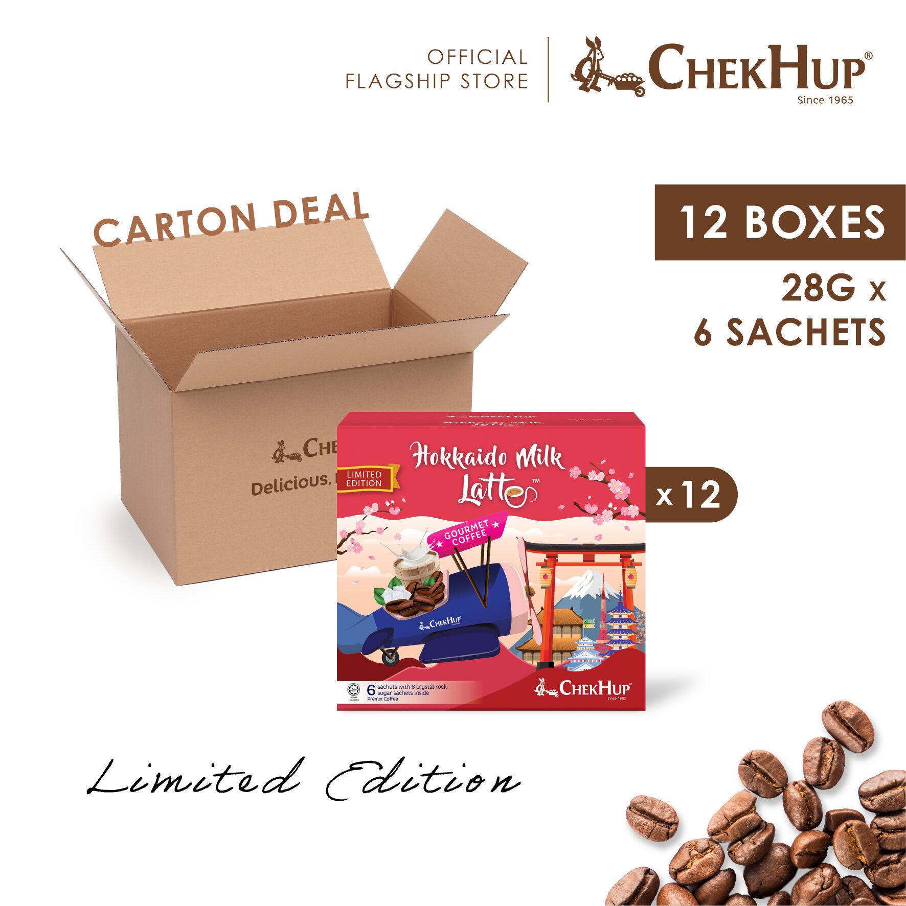 Limited Edition Chek Hup Hokkaido Milk Latte (28g x 6s) [Bundle of 12]