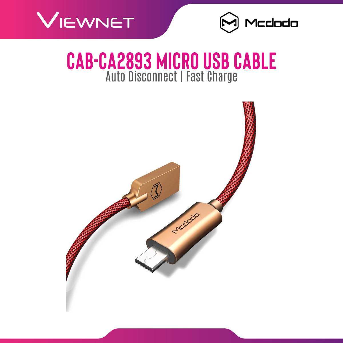Mcdodo Micro USB Auto Disconnect 1M Gold / Grey / Blue / Red Cable With Auto Power Off, Nylon Braided And Power Protection (CAB-CA2890/CAB-CA2891/CAB-CA2892/CAB-CA2893)