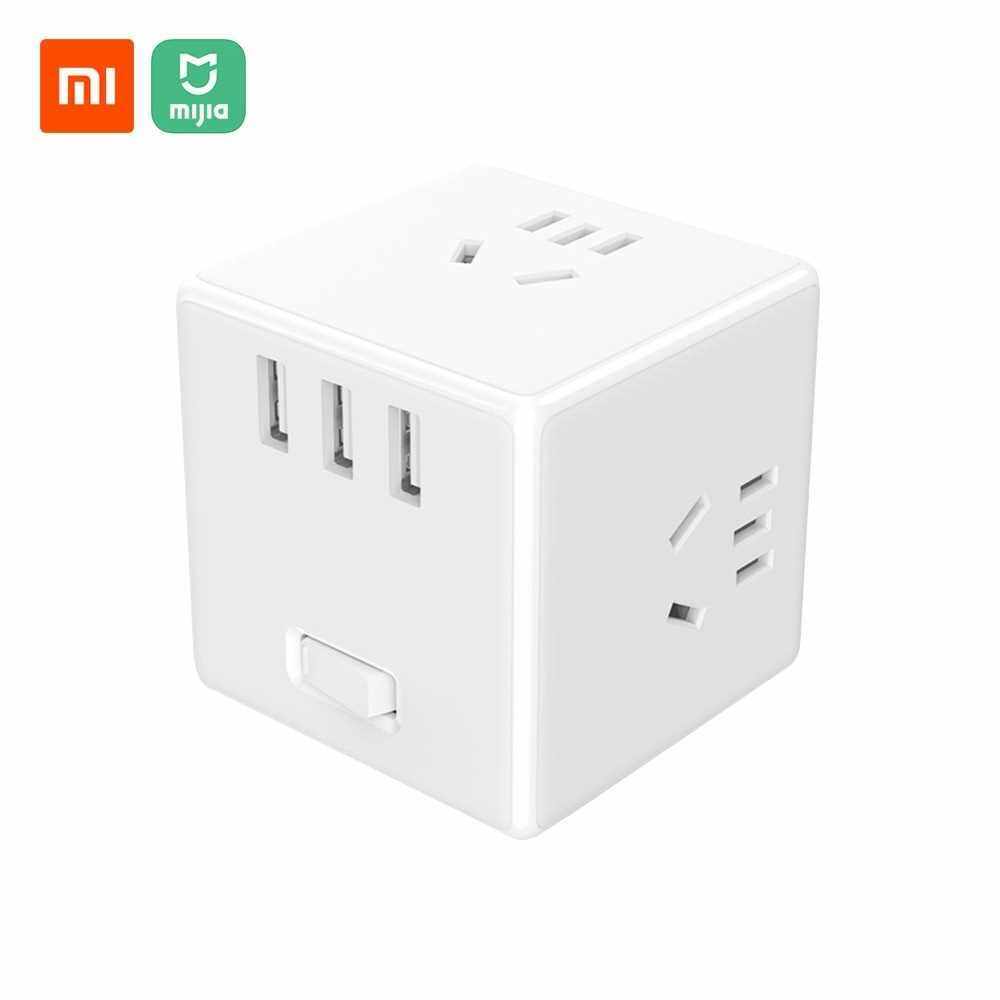 Xiaomi Mijia Magic Cube Socket Plug Multifunctional USB Charger Power Adapter 6 Ports Socket Converter Outlet Space-saving Socket With Indicator 100-240V (White)