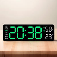 Digital Alarm Clock Electronic Wall Clock Temperature/Date USB Charging Dual Alarm Clock Multifunctional for Home Office