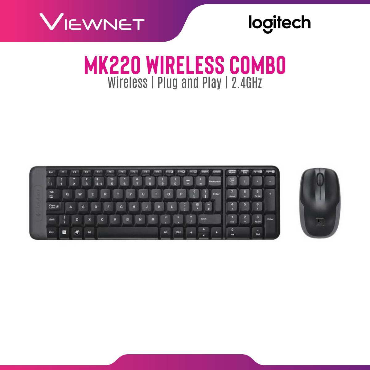 Logitech MK220 Wireless Combo with 2.4GHz Wireless Connection, Minimalist Design, Up To 10M Range, Plug and Play