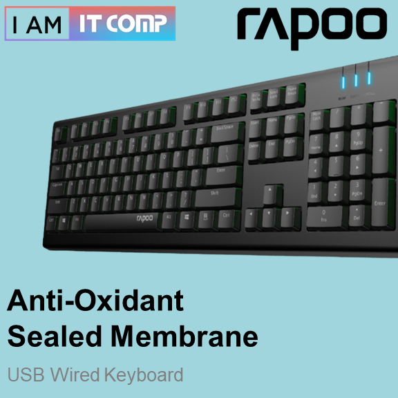 RAPOO NK1800 Wired USB Keyboard / Spill-Resistant / Laser Carved Keycap / Membrane / Led Lights / Support Windows