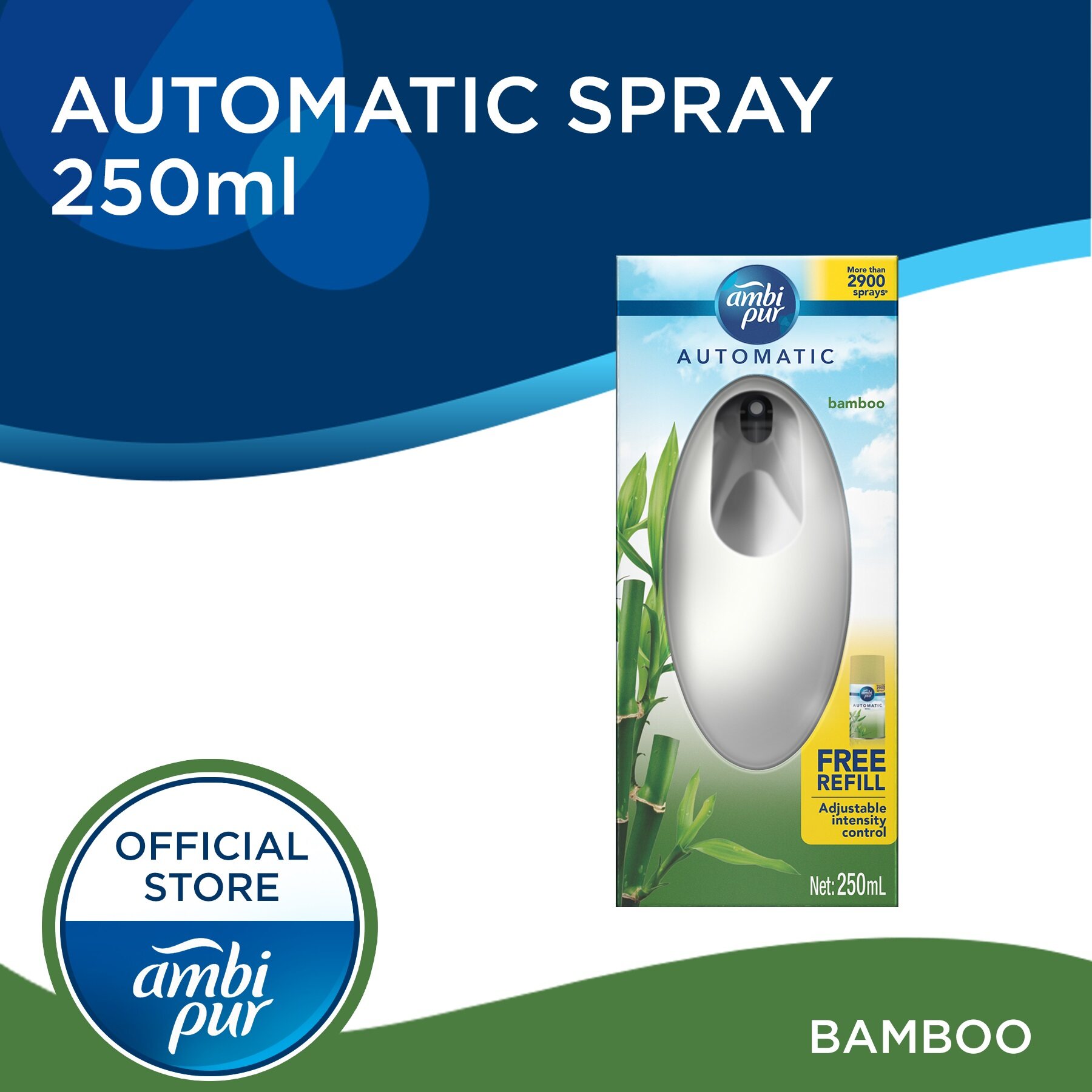 Ambi Pur InstantMatic Bamboo Automatic Spray Kit (1 Dispenser Unit + 1 Refill 250ml)