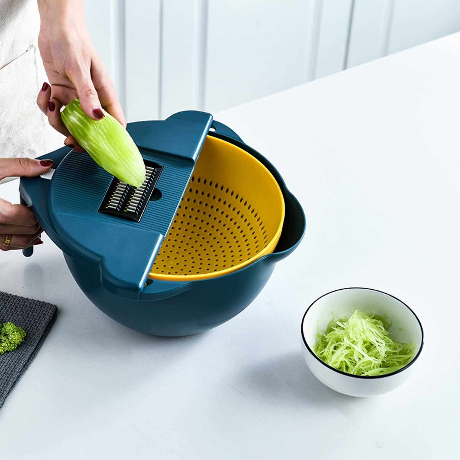 Multi-function Vegetable Chopper Cut Vegetables Machine Homehold Cutter Slicer Kitchen Cooking Tool (Blue)