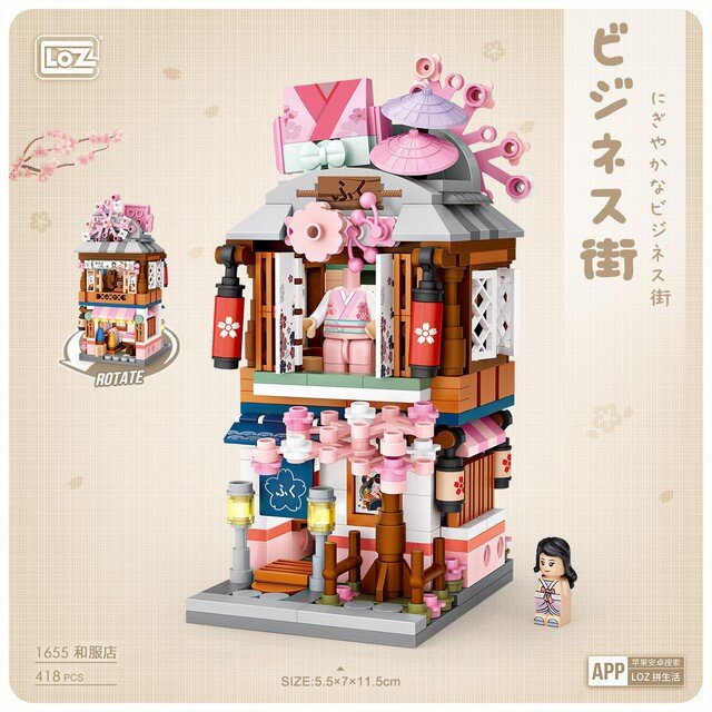 LOZ IDEAS Mini Block Street Shop Stall Hot Spring Ramen Kimono Matcha