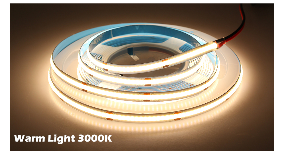 DC12V 24V COB LED Strip Light 320 480 528 LEDs High Density Super Bright Flexible 5M COB LED Lights Warm/Natural White LED Tape for room ceiling bulb bar decoration