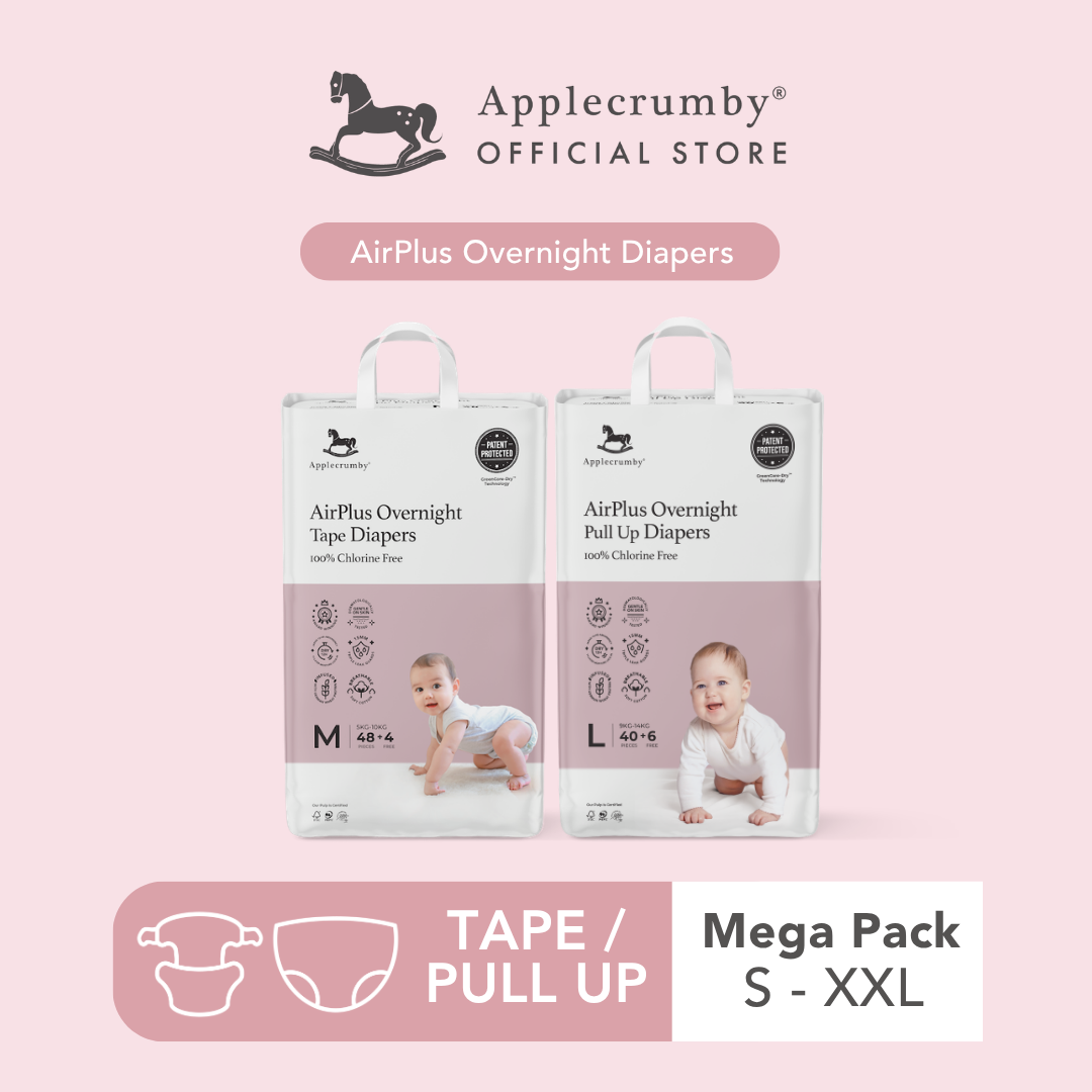 [Mega 2 Packs] Applecrumby® Airplus Overnight Diapers