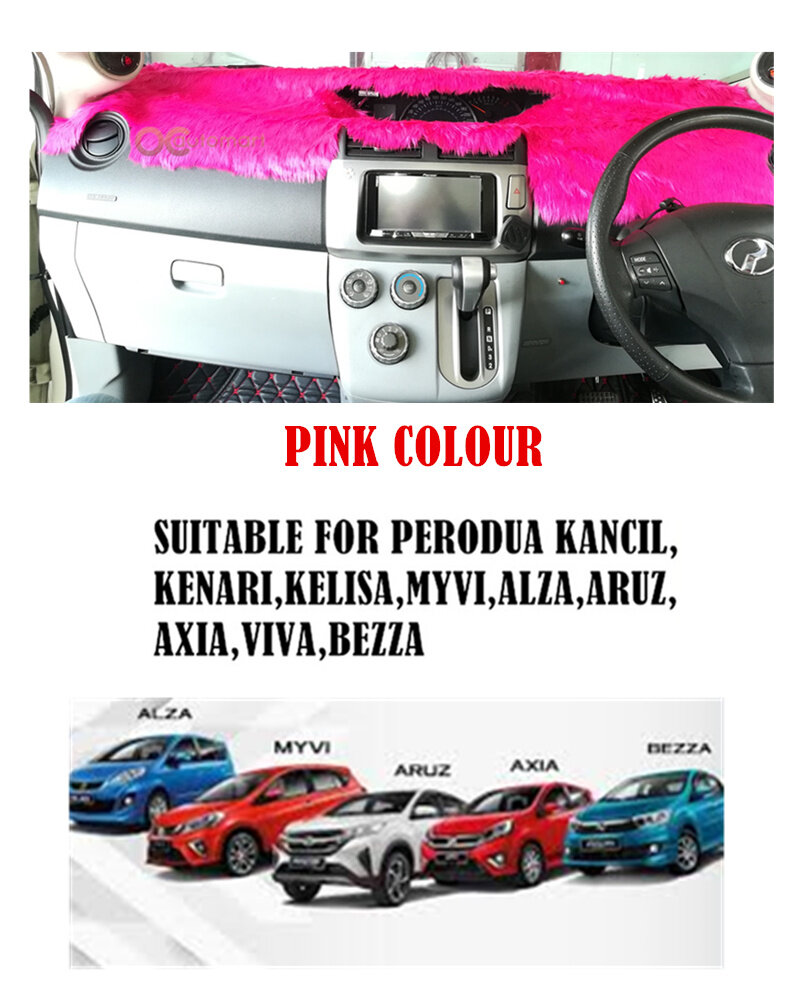 Customized Dashboard Cover Fur / Bulu (Pink Colour) For Perodua Car