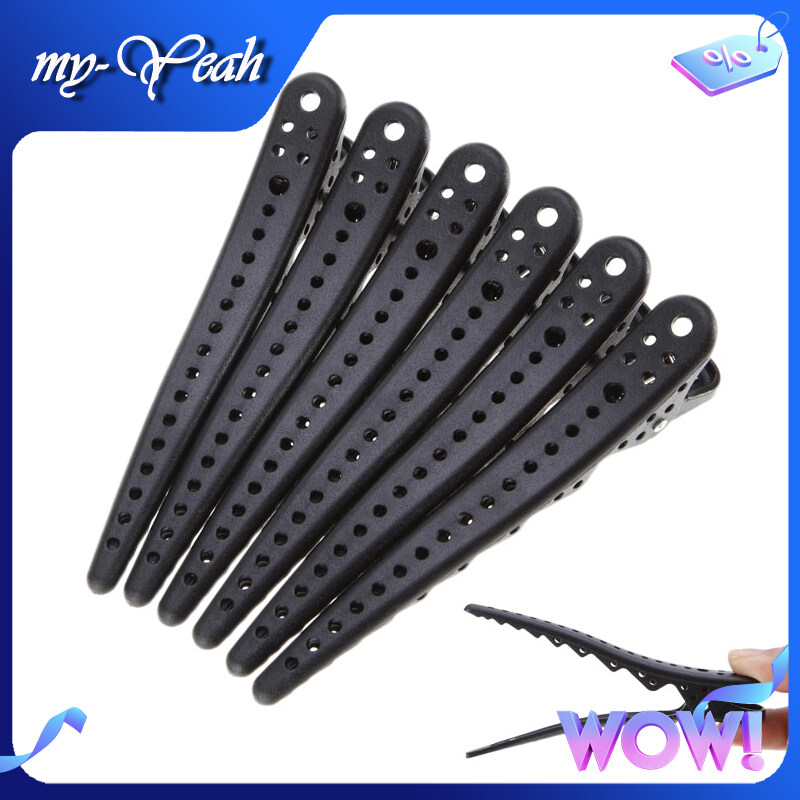 Hình ảnh Bộ 6 cái kẹp mỏ vịt Myyeah màu đen dùng để phân chia, cố định tóc kiểu dáng đơn giản phù hợp dùng cho các salon làm tóc (chiều dài 10.3cm) - INTL