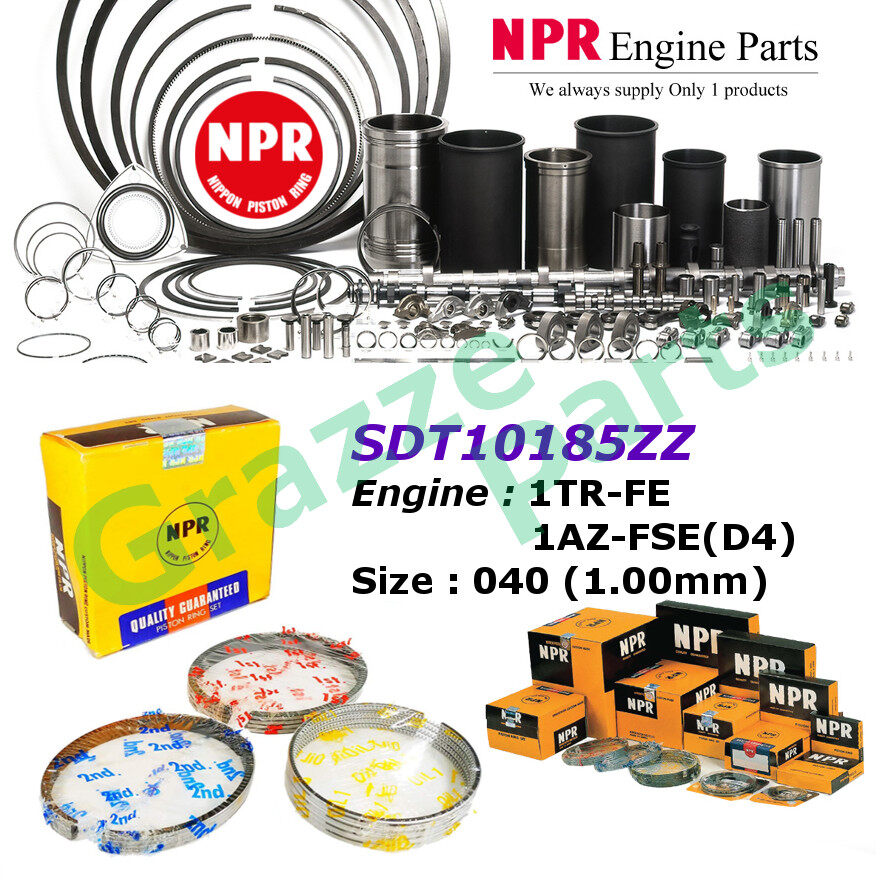 NPR Piston Ring Set 040 (1.00mm) SDT10185ZZ for Toyota Innova TGN40 HiAce Dyna 2.0 1TR-FE 1AZ-FSE (D
