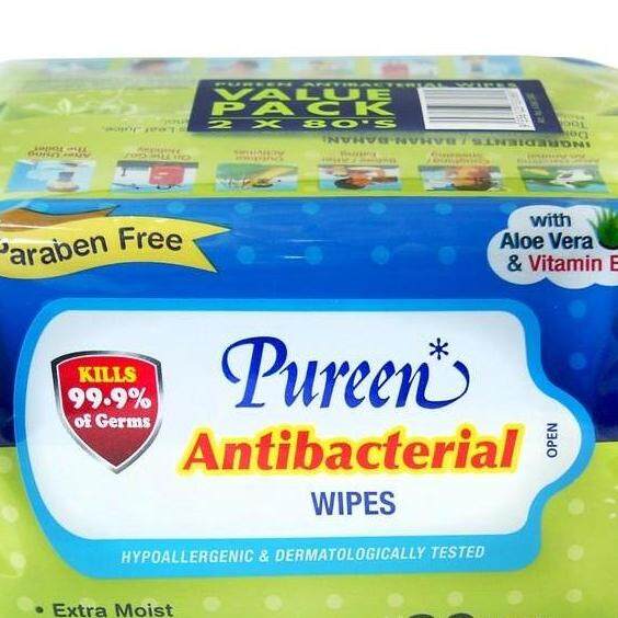 Pureen Antibacterial Wipes Fragrance Free 2 x 30's / Pureen Baby Wipes