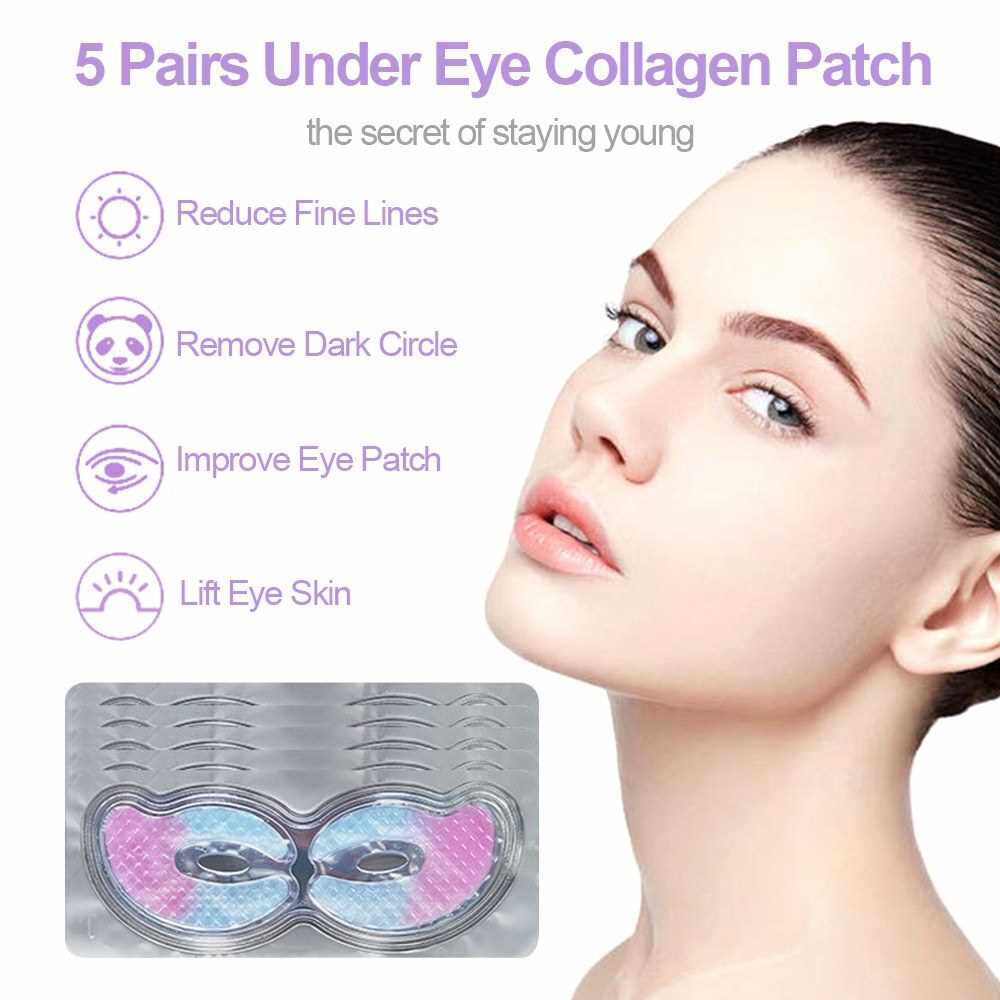 5 Pairs Under Eye Collagen Patch Anti-aging Eye Gel Pads for Puffy Eyes & Bags Dark Circles Reducing Wrinkles Deep Moisturizing Improves Elasticity (Standard)