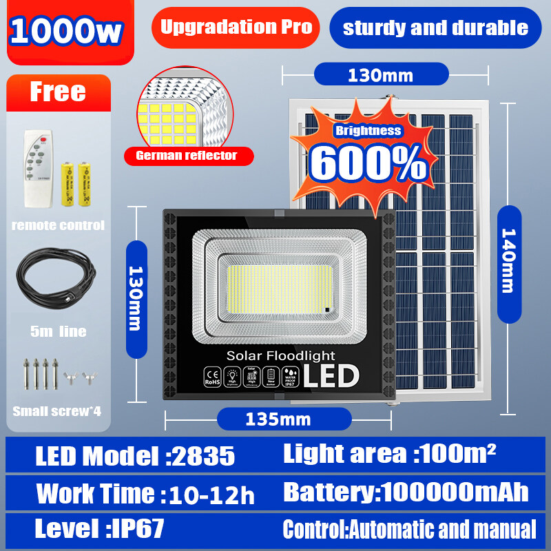 【READY STOCK】promo sale automatic night light solar light outdoor lighting 5000W Solar Spotlight lampu solar IP67 Waterproof solar led Street light flood light indoor solar light