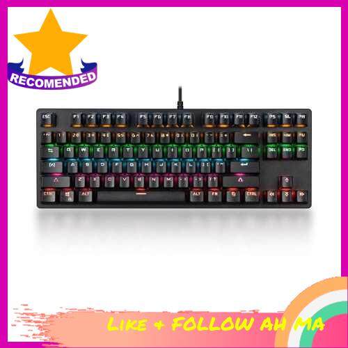 BEST SELLER 87-key Mechanical Keyboard Wired Keyboard RGB Backlit Keyboard Blue Switch/ 26-key Rollover/ Multimedia CombinationKeys Black (Black)