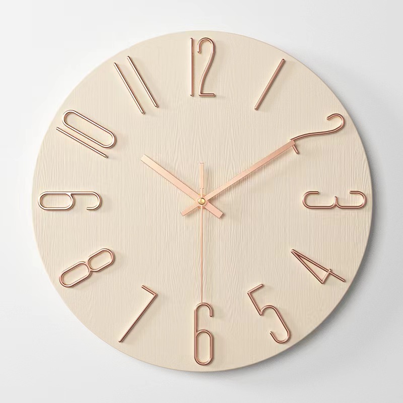 Clock living room silent wall clock simple explosive fashion clock hanging wall home stereoscopic digital Nordic Style