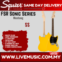 Squier FSR Sonic Mustang Electric Guitar w/Black Pickguard Laurel FB Graffiti Yellow