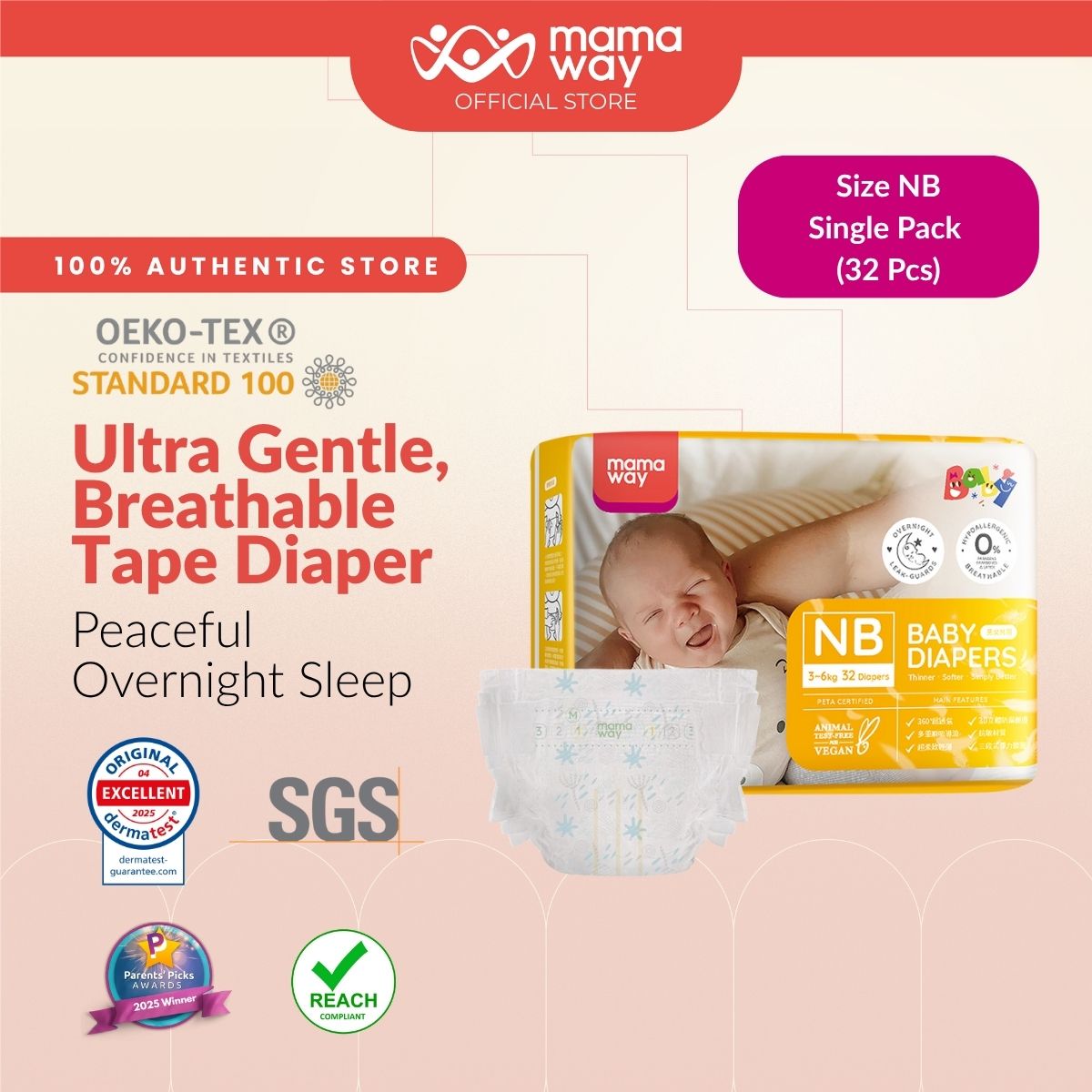 Mamaway Baby Diaper (Size NB S M L XL) | Lampin Bayi