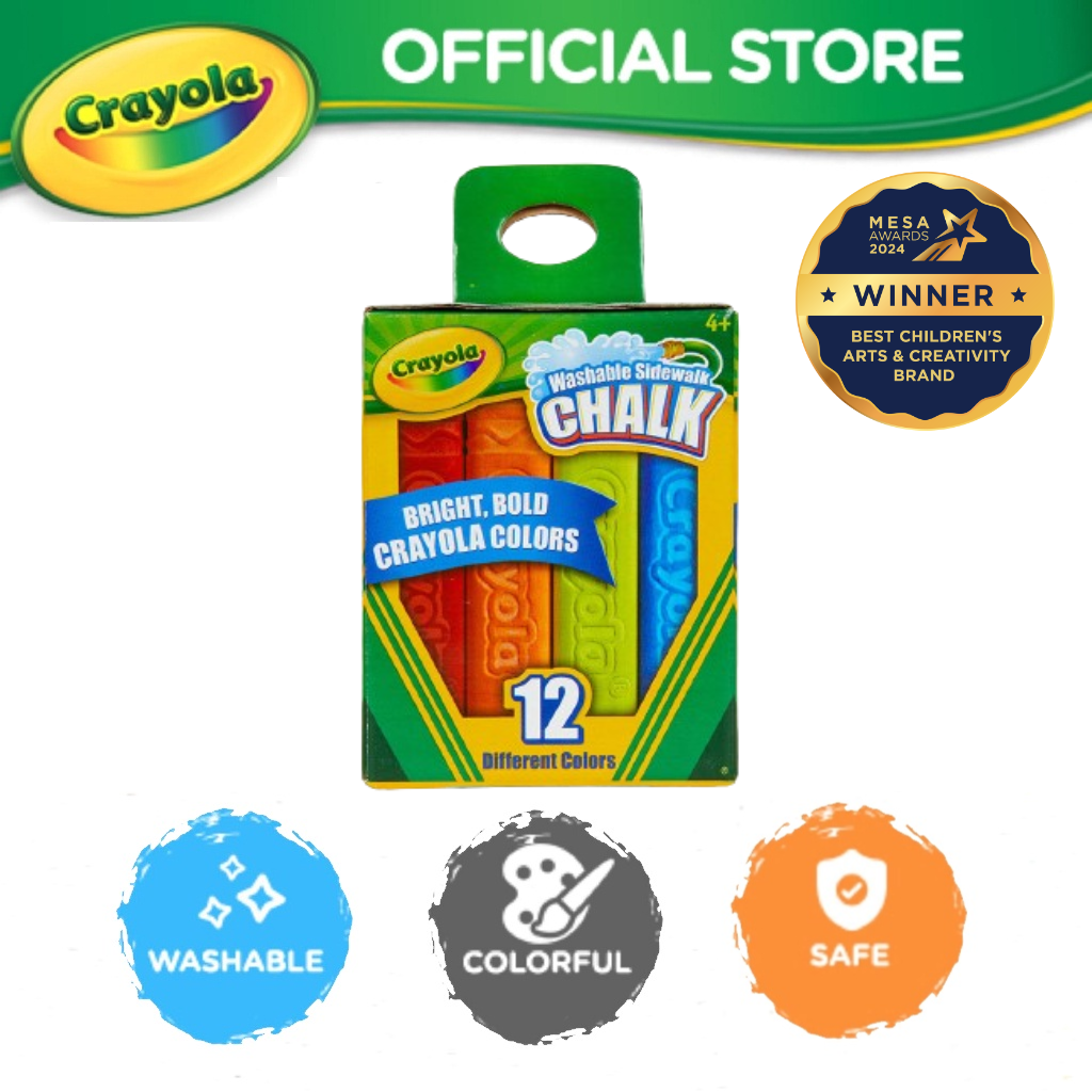 Crayola Sidewalk Chalk 12 Count Ages 4 + (Suitable For Big Bold Outdoor Art)