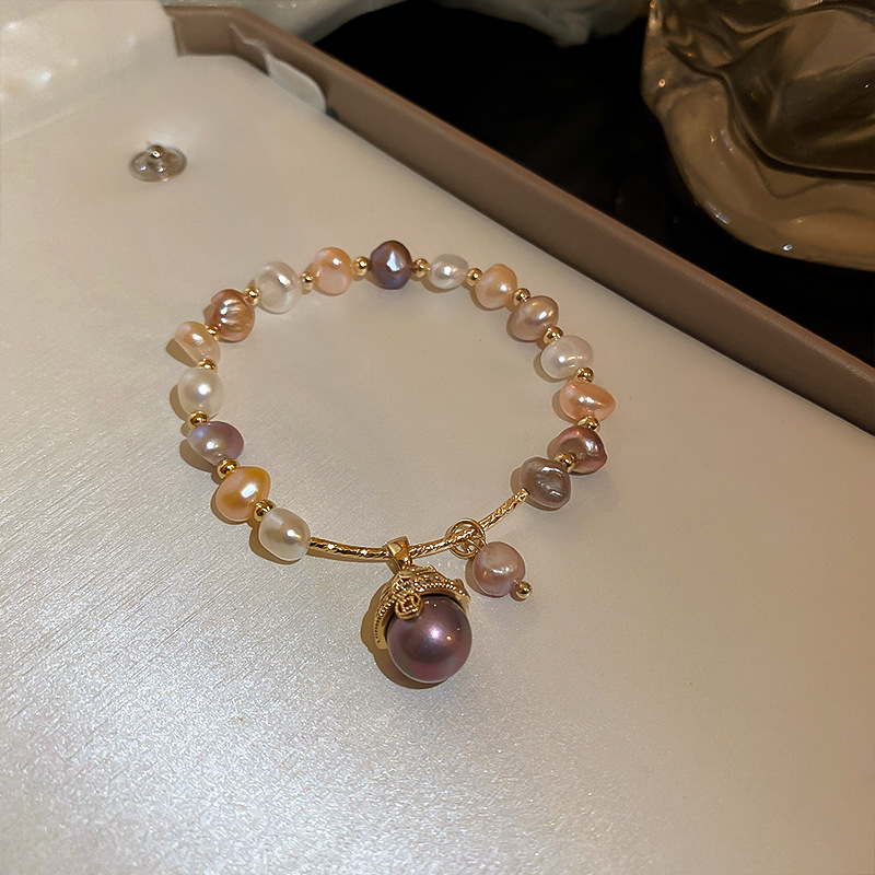 HOT fsjhf - Baroque Freshwater Pearl Zircon celet Design Sense Kitten Head celet celet Online Influencer Fashion Temperament celet for Women