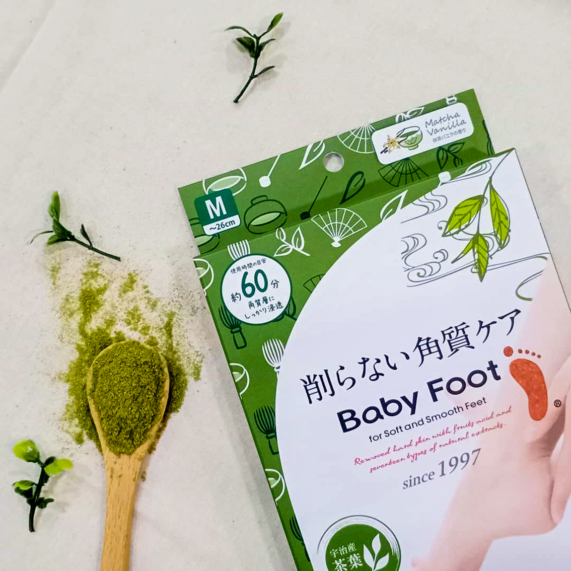 Baby Foot Babyfoot Peeling Foot Skin Mask -Matcha Limited Edition - Size M for female user - Original from Japan (READY STOCK)