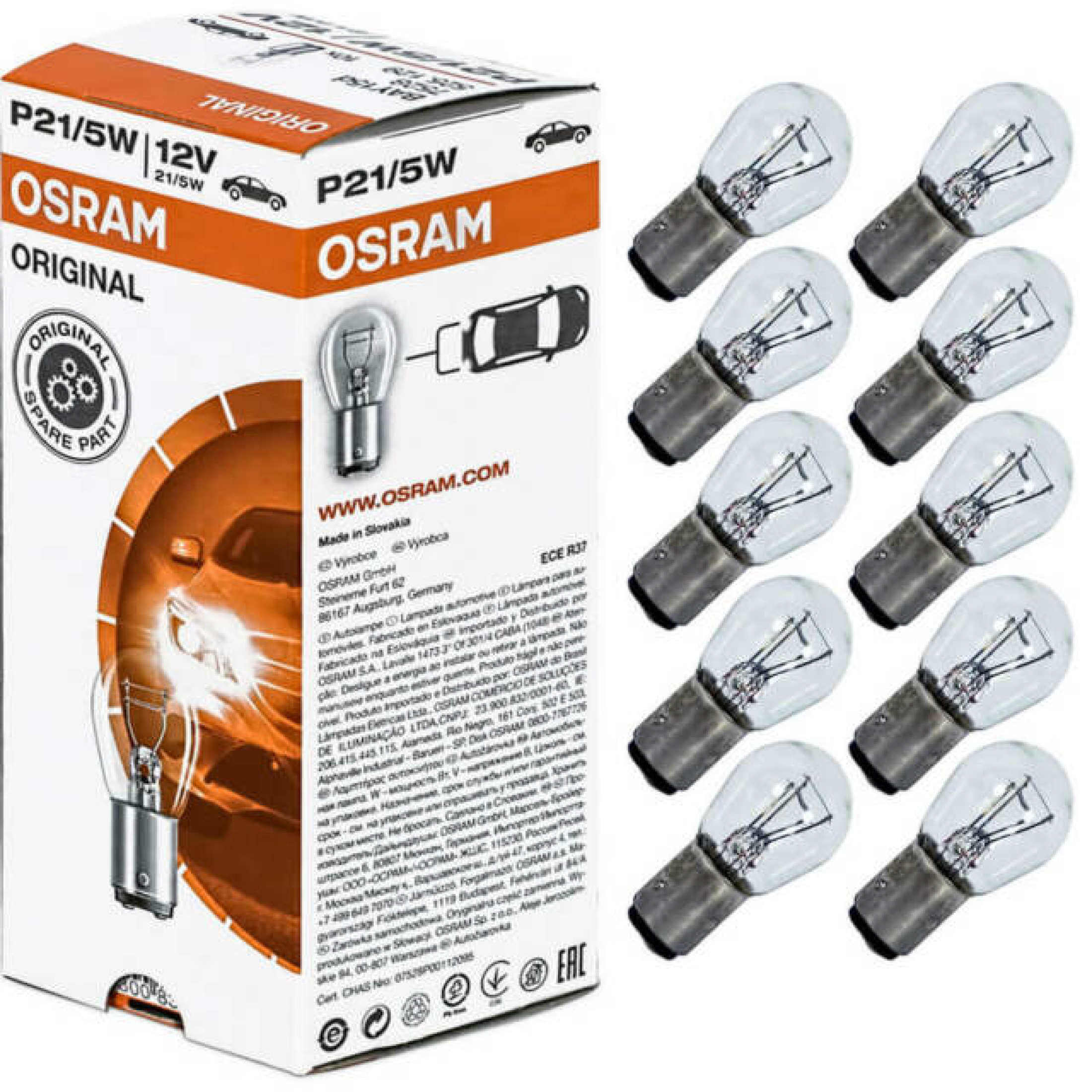 Osram Bulbs 7528 P21 12/5W 1016 Tail Lamp Bulbs - 10pcs