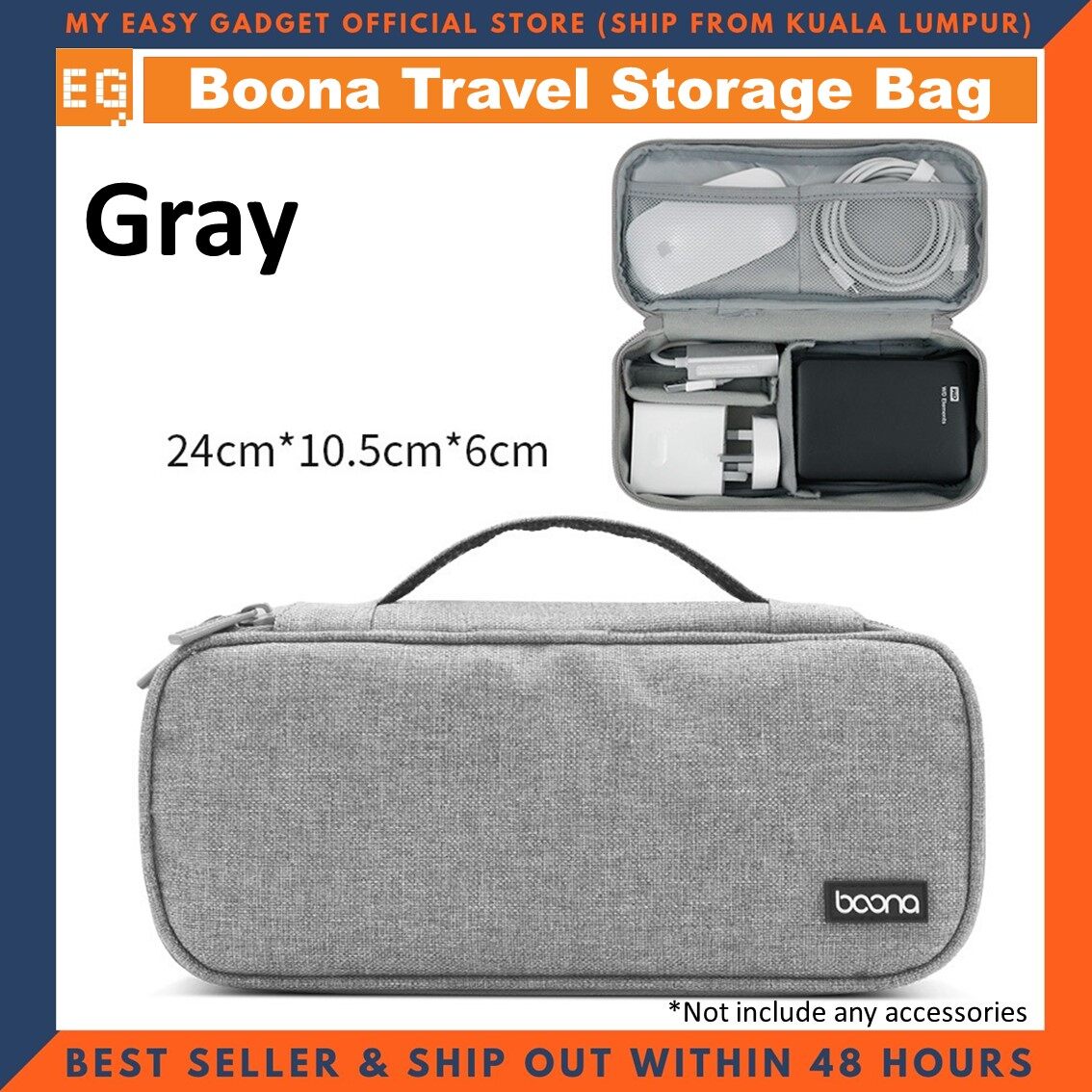 Boona Storage Bag Laptop Charger Bag Cable organizer External Hard Disk Case (Fit Power Bank, Mouse, Adapter)