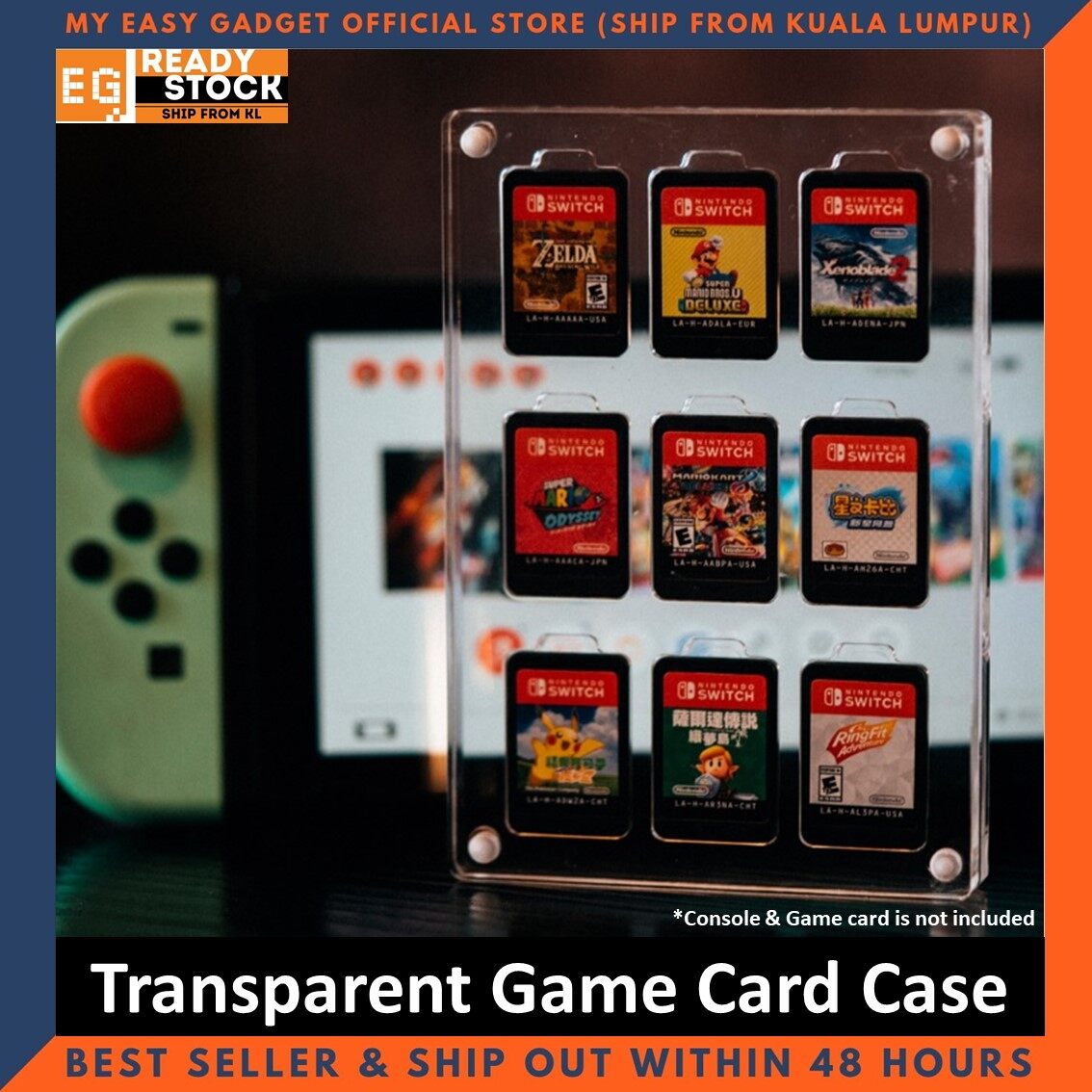 Nintendo Switch Transparent Game Card Case Cassette Acrylic Shockproof Hard Shell Storage Box Holder