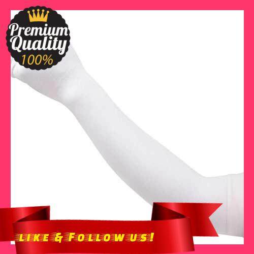 People's Choice Unisex 1 Pair Arm Sleeves Ice Silk Sunscreen Sleeves Long Gloves Sun UV Protection Hand Protector Cover Outdoor Arm Sleeves Half Finger (White)