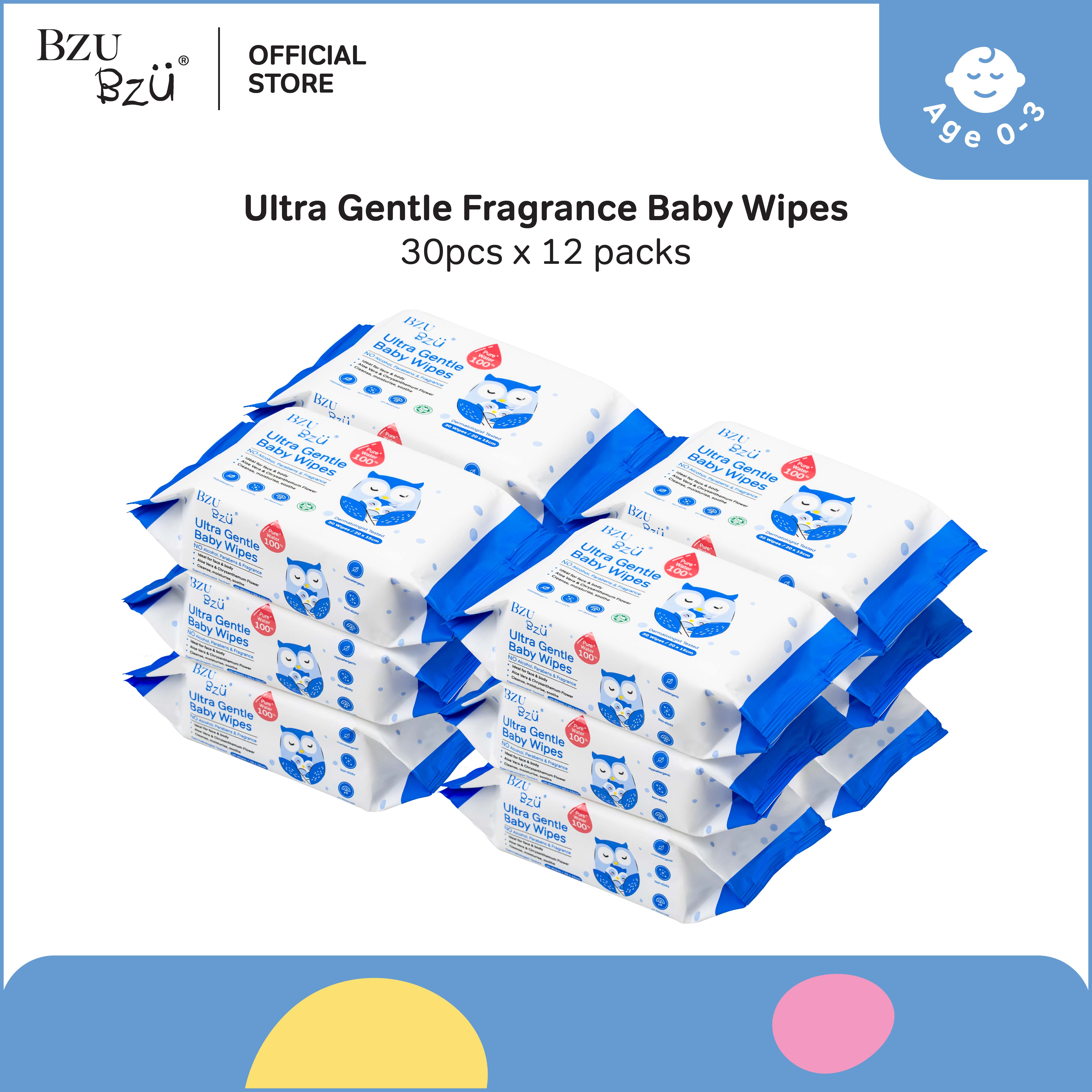 BZU BZU Ultra Gentle Fragrance Free Baby Wet Wipes (30 pcs x 12) [Exp: Year 2028]