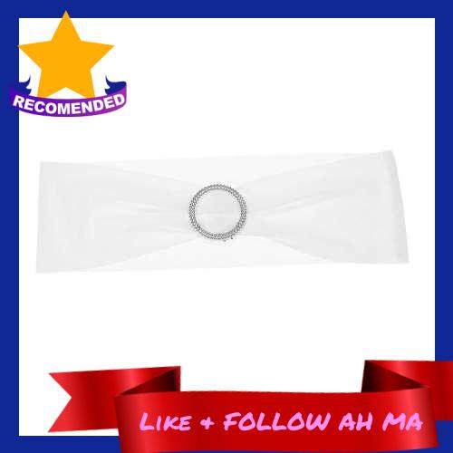 Best Selling 10PCS Wedding Decorations Elastic Spandex Chair Cover Sashes Bows Elastic Chair Bands With Buckle Slider Sashes Bows 7 Colors (White)