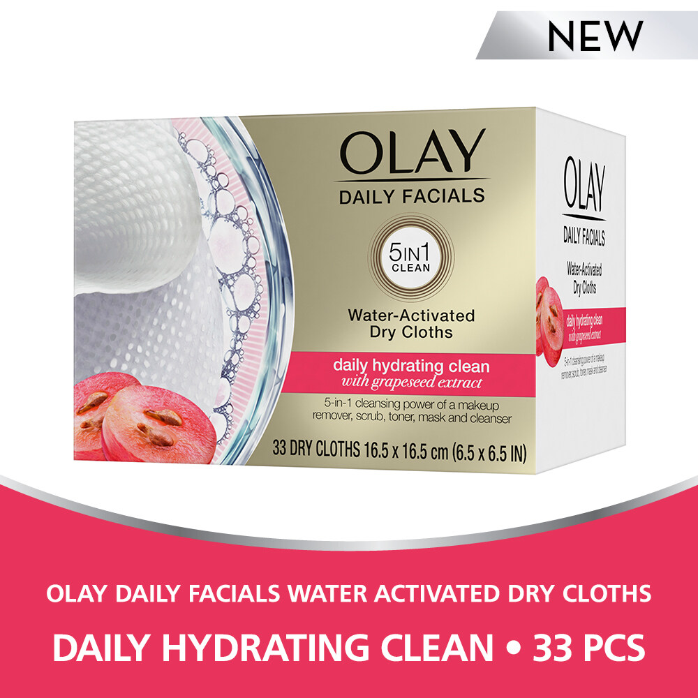 Olay Daily Facials Water Activated Dry Cloths Daily Hydrating Clean 33 pcs