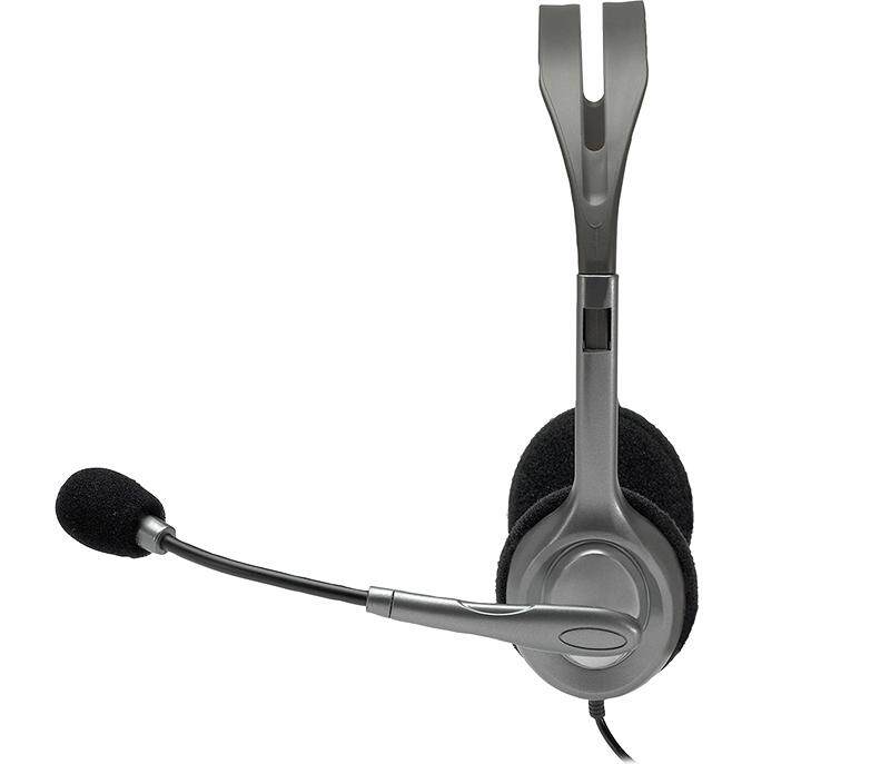Logitech H110 Stereo Headset with 3.5mm Audio Jack, Rotating Microphone, Adjustable Headband, Cable Length 1.8m (981-000459)
