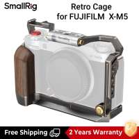 SmallRig XM5 Leather Half Case | Camera Retro Cage | L-Plate with Silicone Wooden Handle for FUJIFILM X-M5 4879 / 4876 / 4892