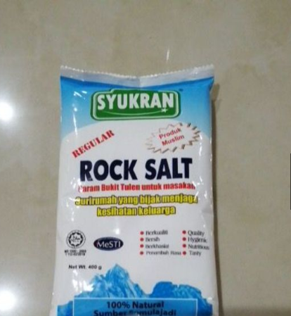 Syukran rock salt regular 400gm garam bukit