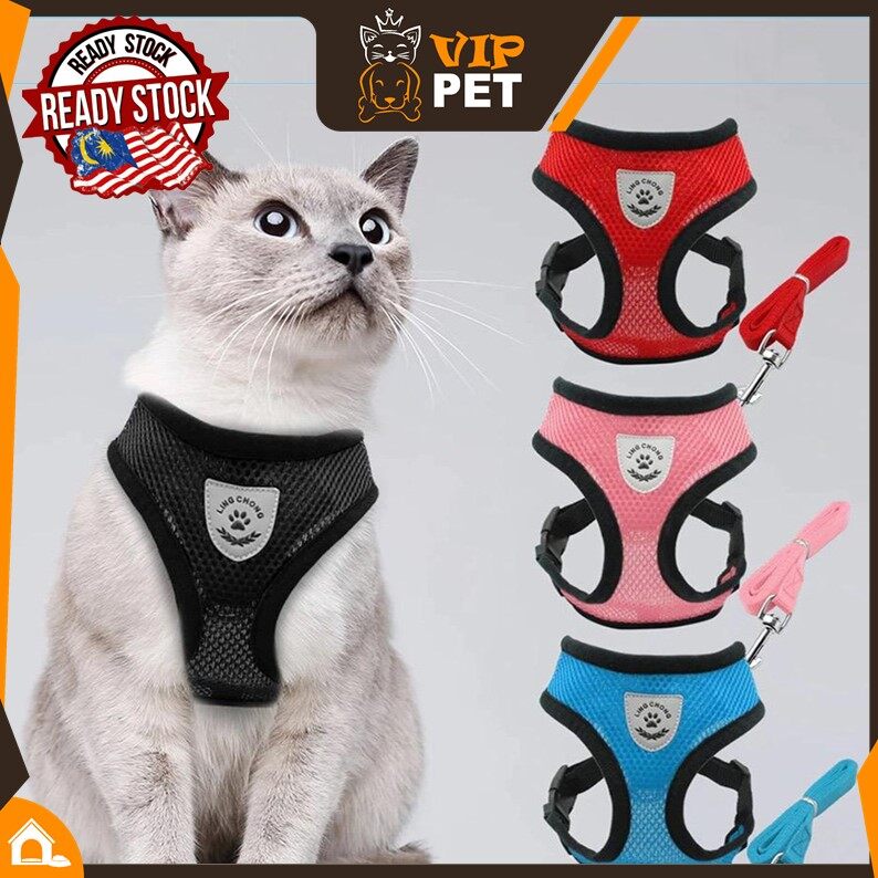 Cat Pet Collar Harness Vest with Leash Kolar Rantai Kucing Premium PET Harness PetLeash Offer 2021 SUPREME