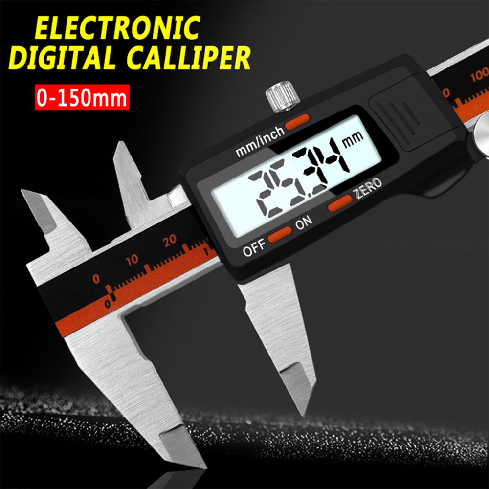 Thước cặp kỹ thuật số đầu nhựa 0-150 mặt hàng đo chính xác thước cặp màn hình kỹ thuật số bằng thép không gỉ thước cặp du xích lcd bằng thép không gỉ độ chính xác cao 150mm