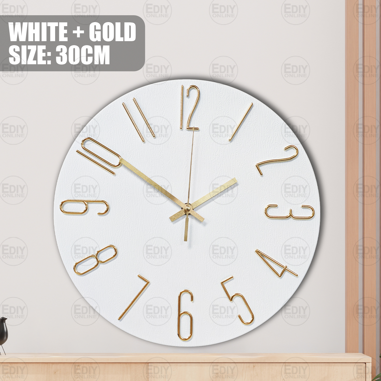 【𝐅𝐑𝐄𝐄 𝐁𝐀𝐓𝐓𝐄𝐑𝐘 𝐀𝐀𝐗𝟏】 30cm 12inch Muji IKEA Minimalist Frameless Wall Clock Luminous Glow in The Dark Quartz Learning Early Education Home Decoration Jam Dinding Rumah Wooden