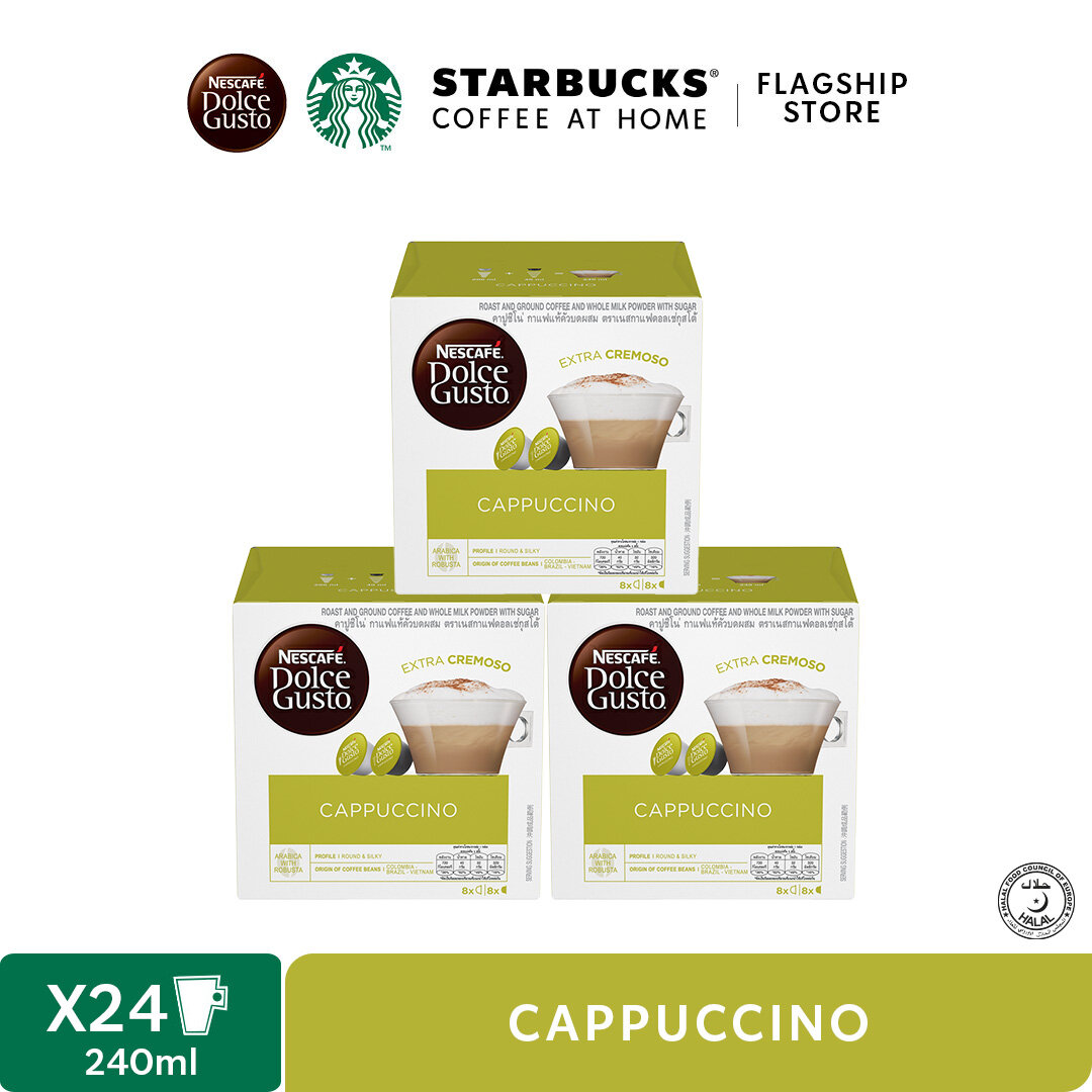 [Pack of 3] NESCAFÉ® Dolce Gusto® Cappuccino Coffee Capsules, Box of 8+8,  Servings [Packaging may vary]