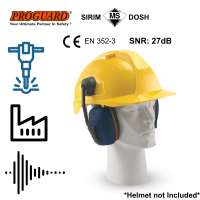 SNR 27dB Lightweight Helmet Swing Slotted Earmuff w/o Helmet Noise Reduction Hearing Protection SIRIM DOSH PC06SE PROGUARD SAFETY