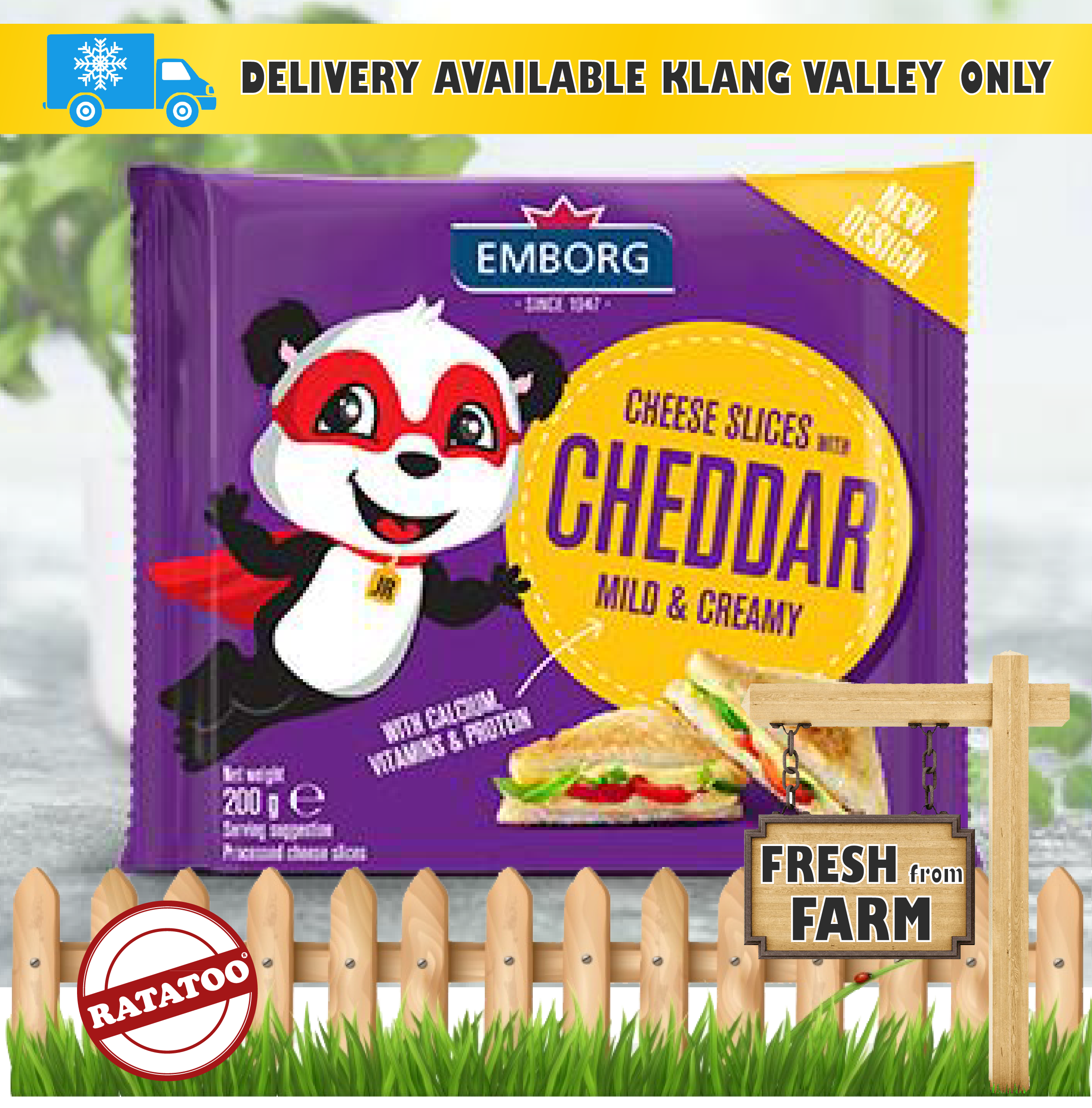 [SALE] CHEESE Emborg Cheddar Cheese Slice (10slices - 200g) RATATOO MARKET