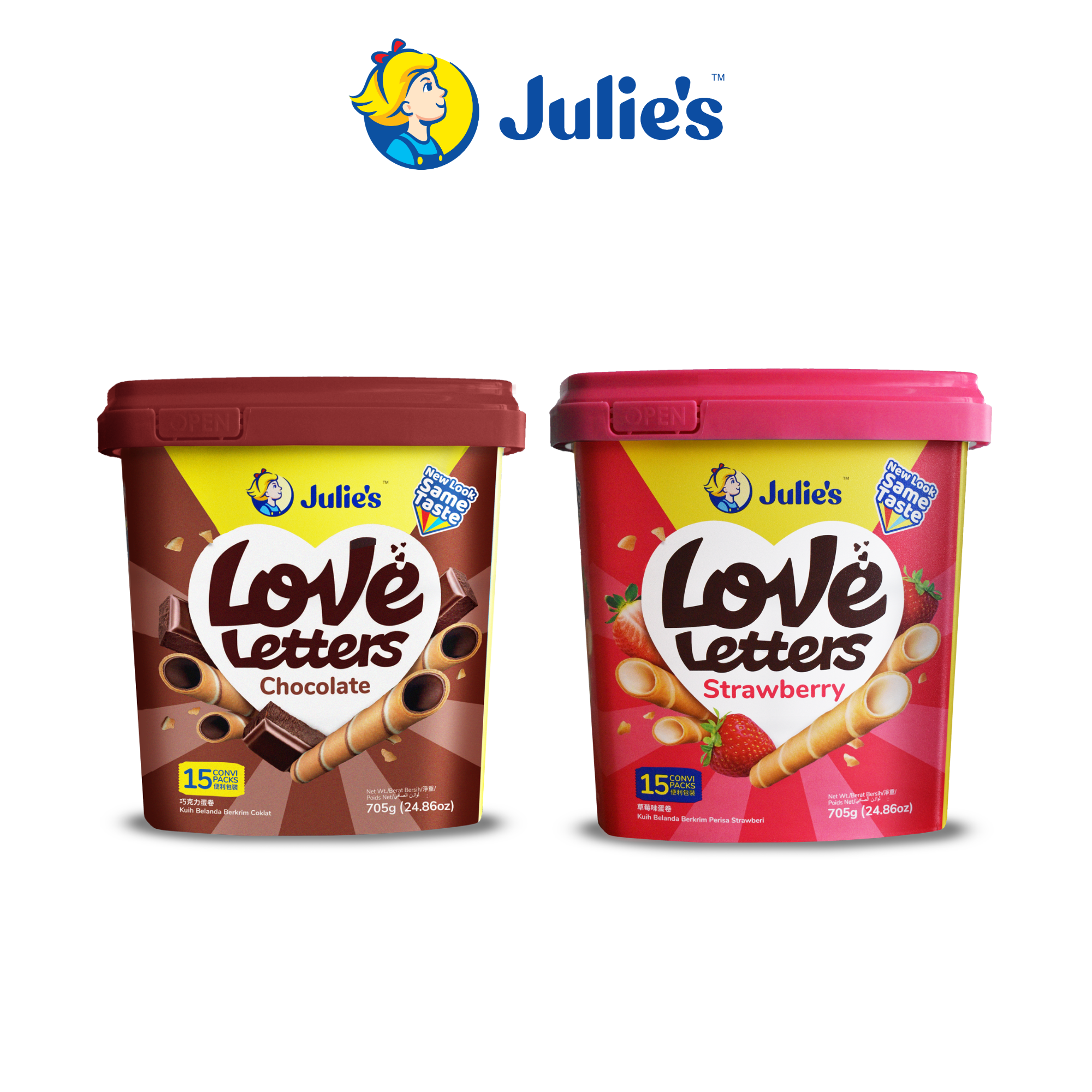 Julie's Love Letters Twin Pack Chocolate & Strawberry 705g