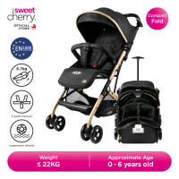 Sweet Cherry Luxury Gold Frame & Compact Folding Baby Stroller SC707 Neon Stroller with Pulling Rod  Can Up To 22KG