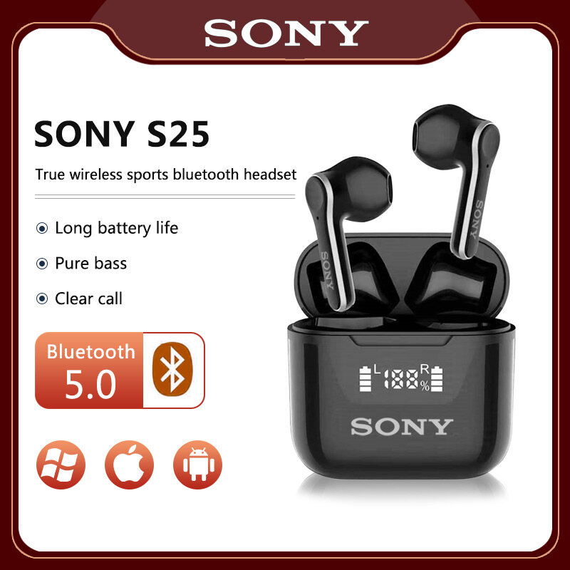 SONY Tai Nghe Không Dây Chân Thực S25 Tai Nghe Nhét Tai Bluetooth V5.0 Tai Nghe Bluetooth Thể Thao Tai Nghe Nhạc Âm Thanh Nổi HiFi Kèm Hộp Sạc
