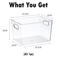 Locaupin Plastic Refrigerator Organizer Bins Fridge Organizers Storage Clear Bin with Handle for Kitchen Pantry