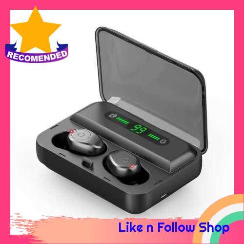 F9-5 TWS BT 5.0 Wireless Earphones Waterproof HD Stereo Earbuds Noise Cancelling Gaming Headset With Mic LED Digital Power Display (Black)