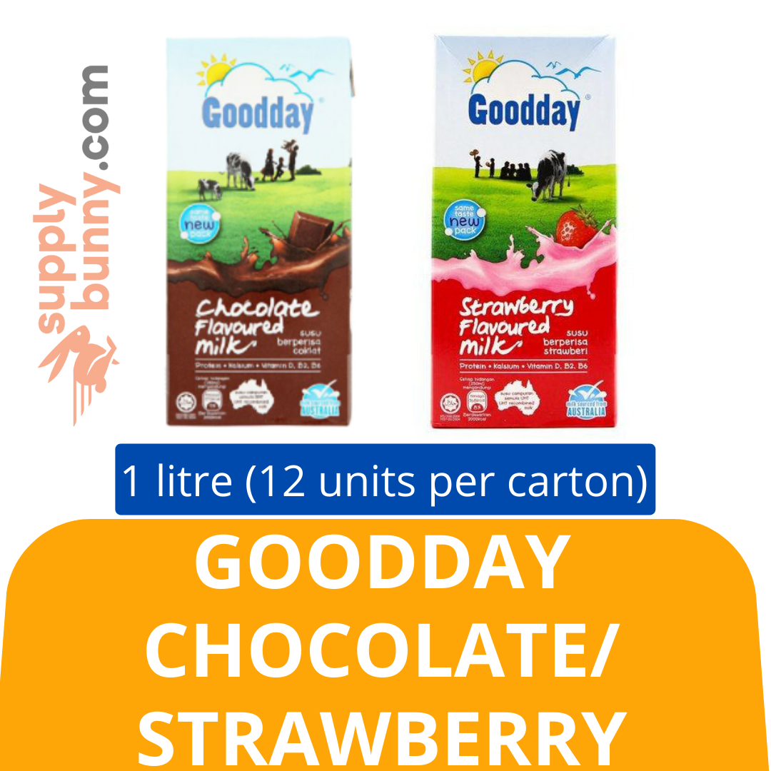 Goodday Chocolate/Strawberry (1Litre X 12 packs) (sold per carton) 巧克力牛奶/草莓牛奶 PJ Grocer Strawberi Susu Goodday