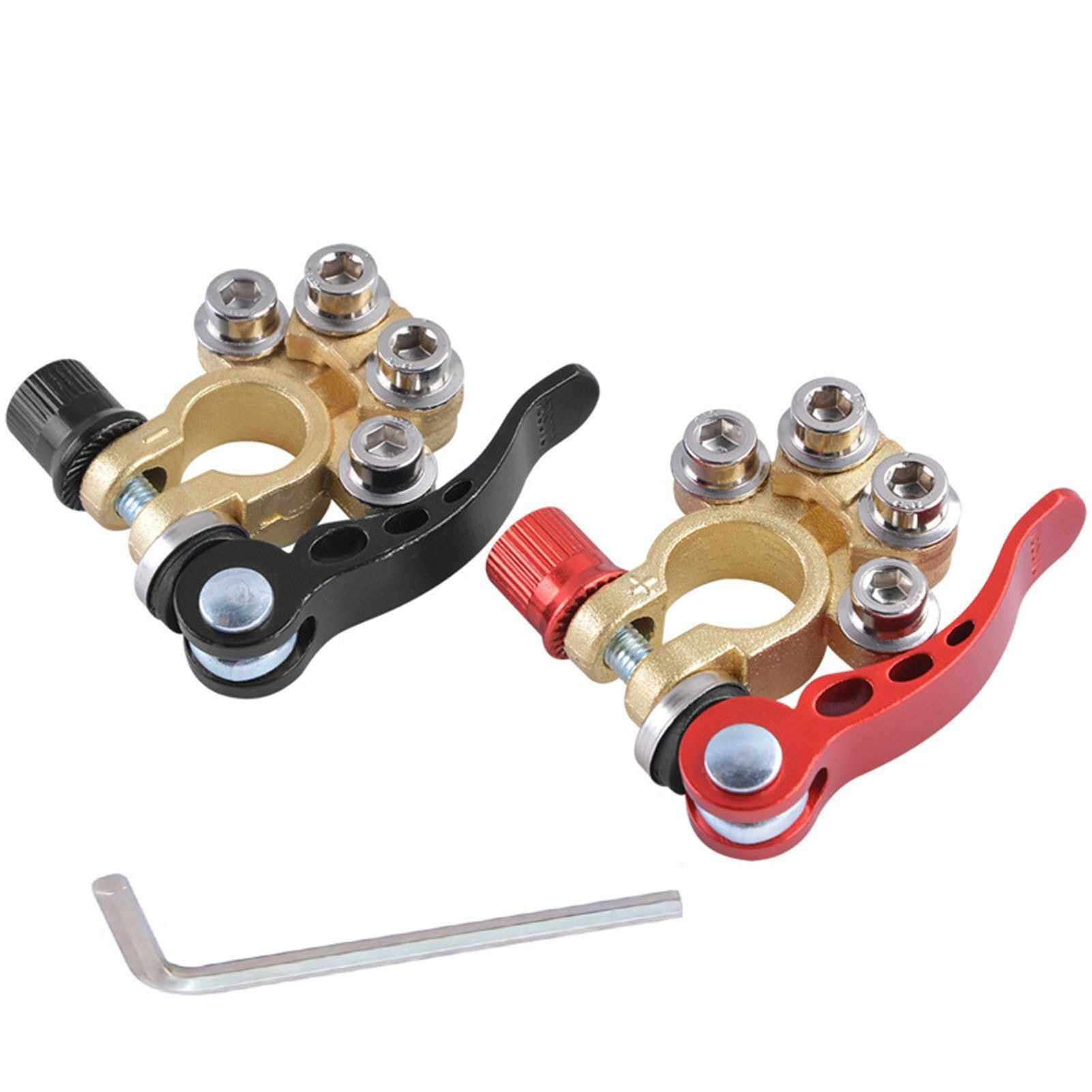 1 Pair Brass Material Automotive Car Top Post Battery Terminals Wire Cable Clamp Terminal Connectors Car Accessories (Standard)