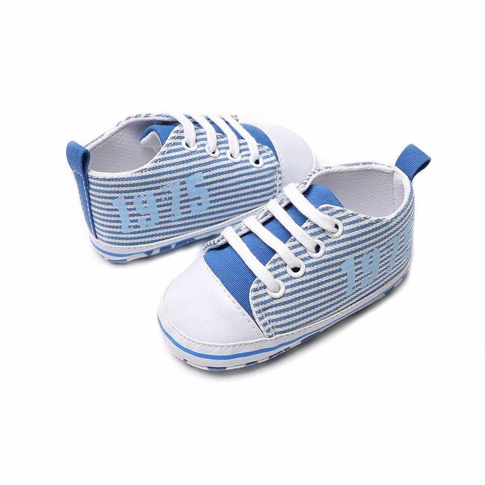 Infant Toddler Baby Casual Shoes Cotton Stripe Soft Sole Non-Slip Sneaker Prewalker Pink 4M (Blue)