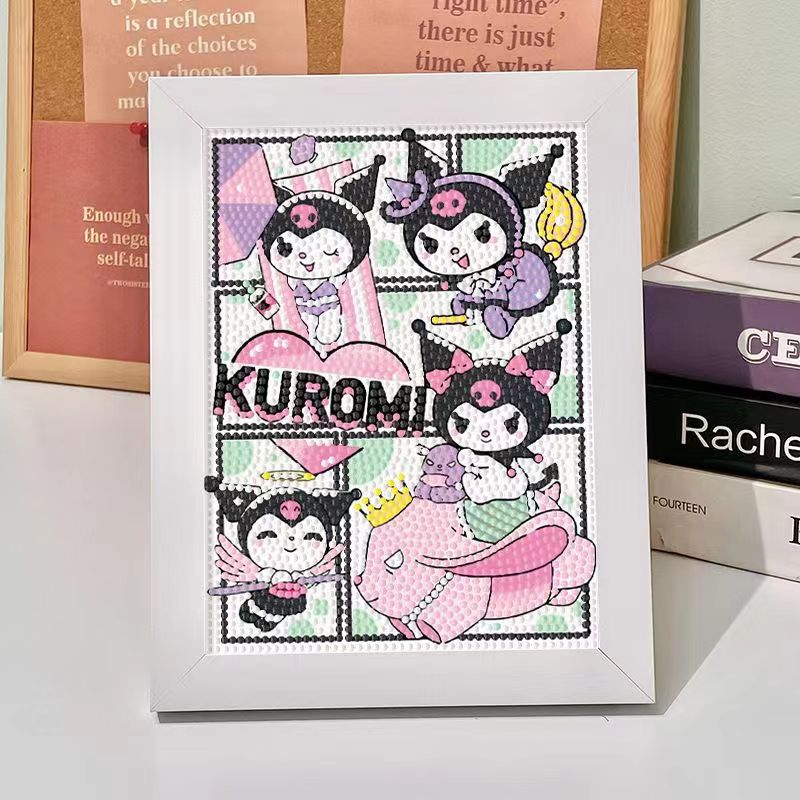 18 x 23cm Diamond Painting with Frame Cartoon Mermaid Full Round Diamond Childrens DIY Decoration ​Kitty Doraemon Kurumi melody